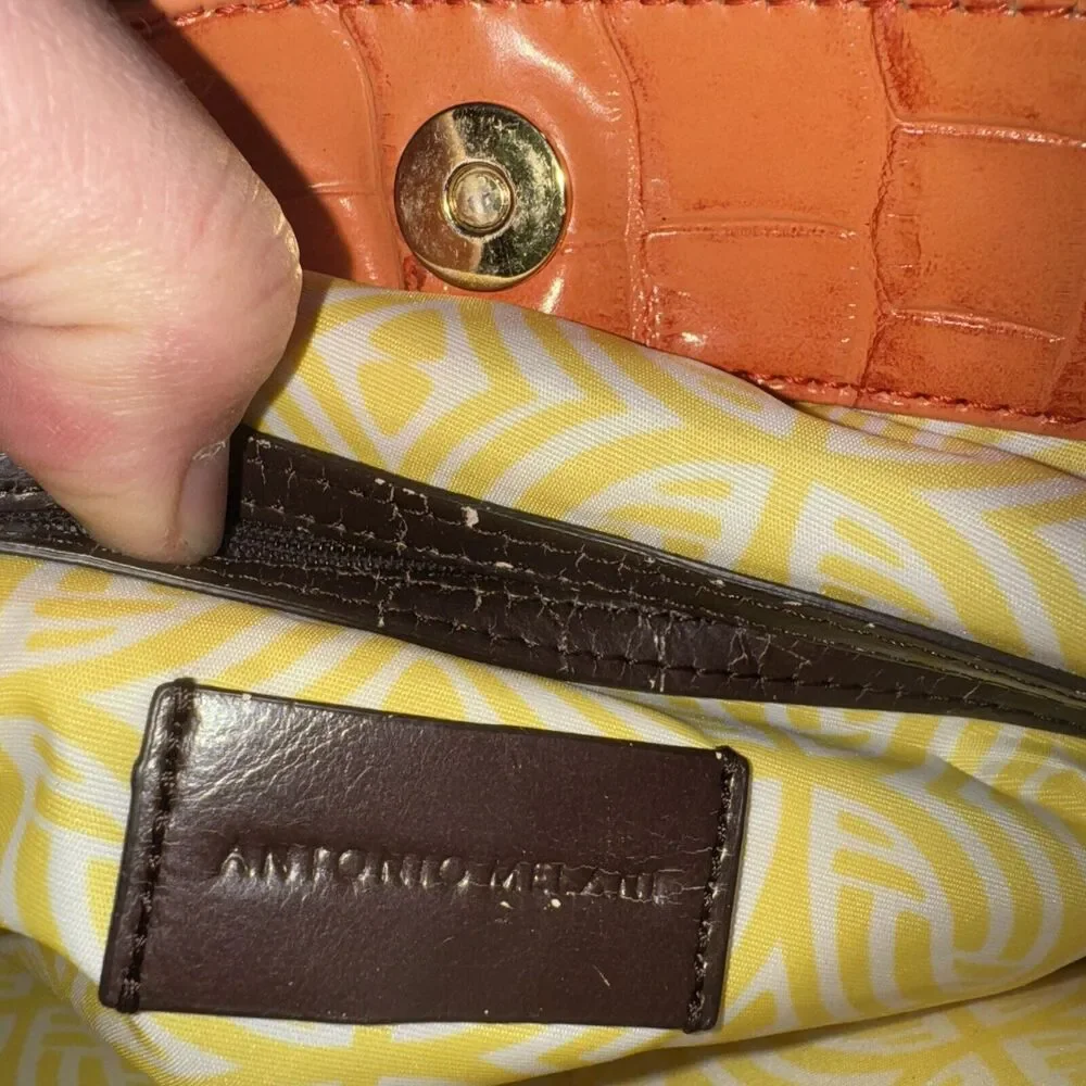 Antonio Melani Crocodile Embossed Leather‎ Shoulder Bag Vintage